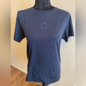 Black Apple T-shirt with Blue Logo Size Small Unisex